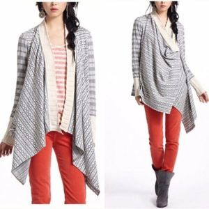 Anthropologie Tiny Intarsia Fair Isle Waterfall Open Front Cardigan Sweater, S